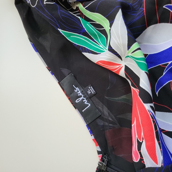 Lulus Beloved Becky Tropical Floral Maxi Dress size XL Tie Shoulder Side Slits - Picture 6 of 7